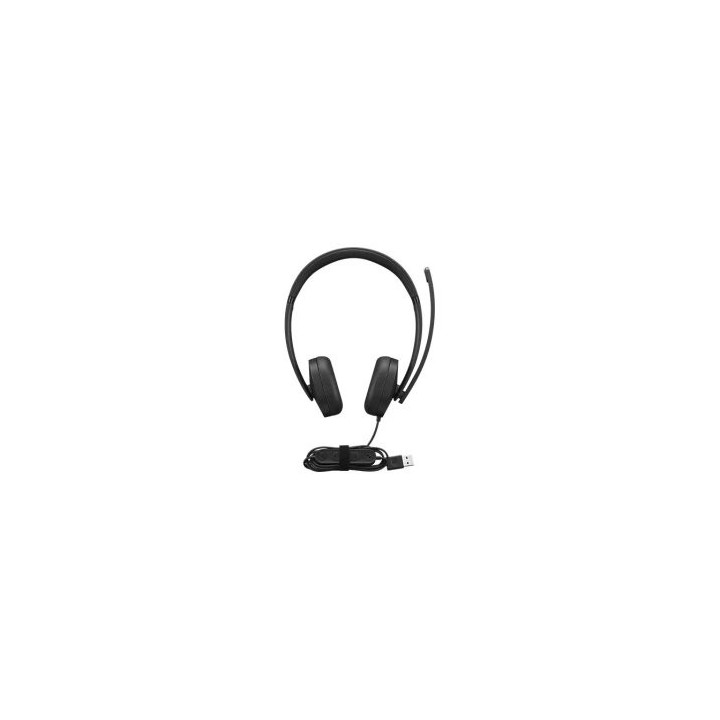 headset usb lenovo wired headset mic enc control volumen negro