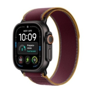 apple smartwatch apple watch u4 gps+cell 49mm black titanium case with burgundy trail loop m   l
