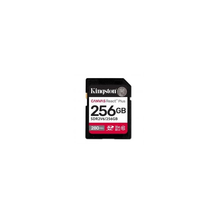 kingston tarjeta memoria sdxc 256gb kingston canvas react plus uhs   ii clase 10