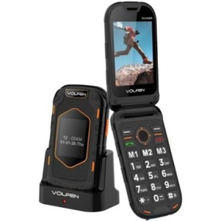 volfen telefono movil volfen ranger tipo concha negro   amarillo base de carga
