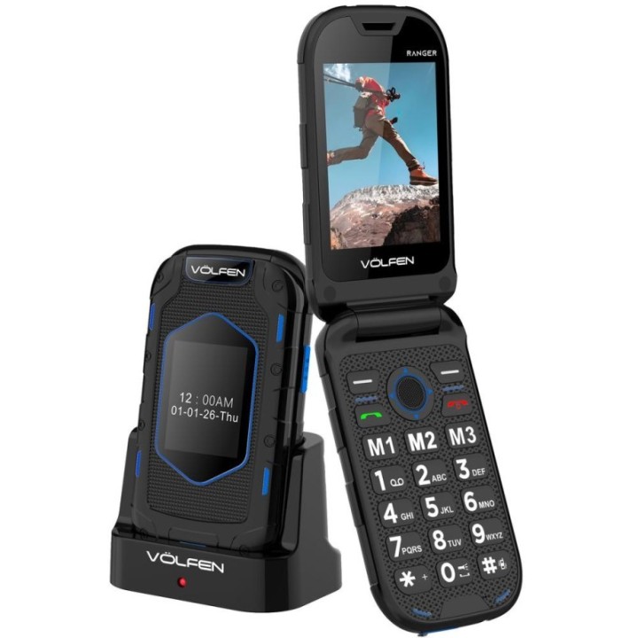 volfen telefono movil volfen ranger tipo concha azul base de carga