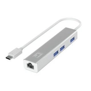 adaptador usb c a gigabit ethernet rj45 level one con hub usb 3.0 3 puertos