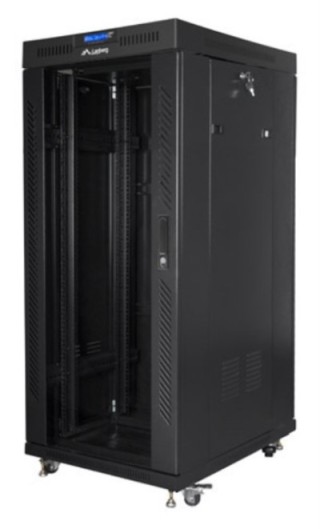 armario lanberg rack 19" 27u 800x1000 flat pack negro puerta cristal con lcd