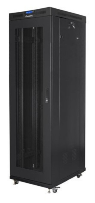 armario lanberg rack 19" 42u 600x1000 flat pack v2 puerta mesh con lcd negro