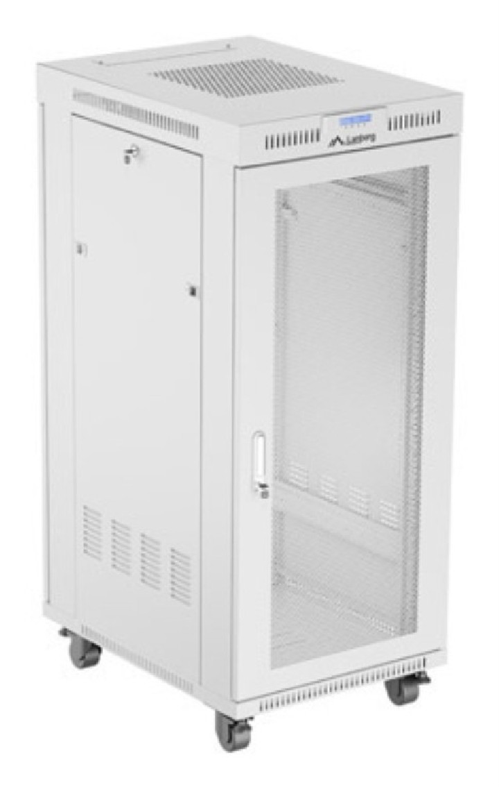 armario lanberg rack 19" 27u 600x800 flat pack puerta perforada con lcd gris