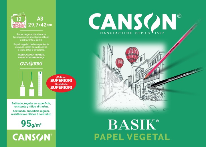 minipack 12h canson papel vegetal a3 90g
