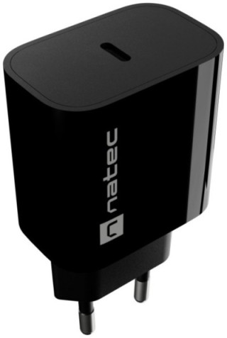 cargador natec ribera 20w 1xusb c pd3.0 negro