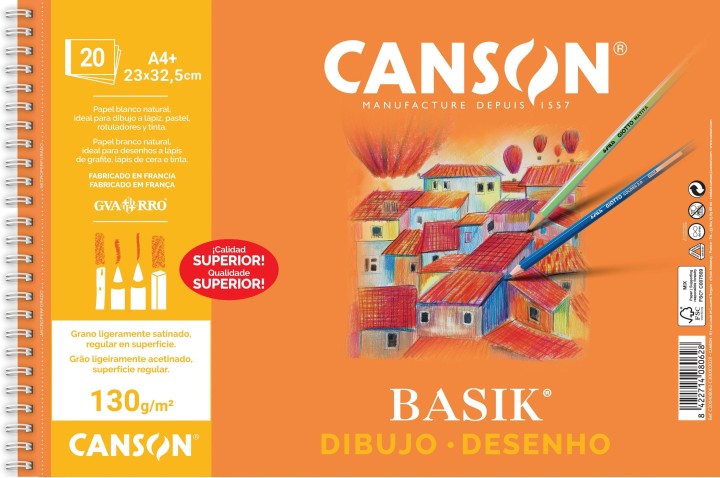 bloc 20h canson basik 130g a4+  microperf liso