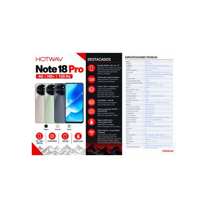 smartphone hotwav note 18 pro 6gb ram 128gb rom midnight black
