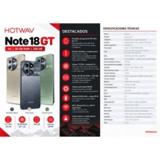 smartphone hotwav note 18 gt 8gb ram 256gb rom obsidian black