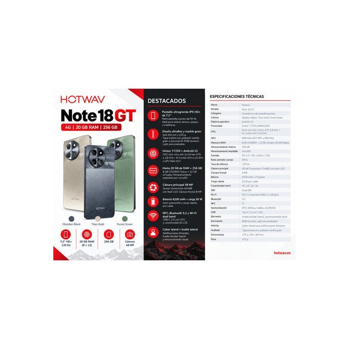 smartphone hotwav note 18 gt 8gb ram 256gb rom forest green