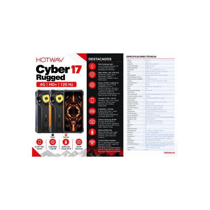 smartphone hotwav rugged cyber 17 6gb ram 128gb rom abyss black