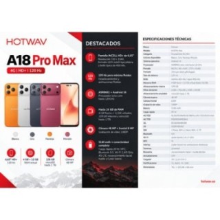 smartphone hotwav a18 pro max 4gb ram 128gb rom silver white