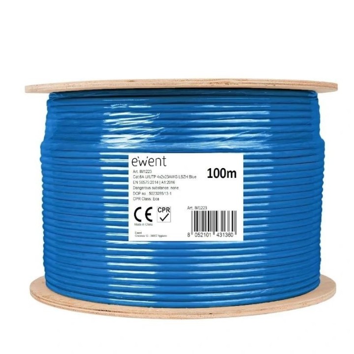 ewent bobina cable red cat6a u/utp,lszh,100m