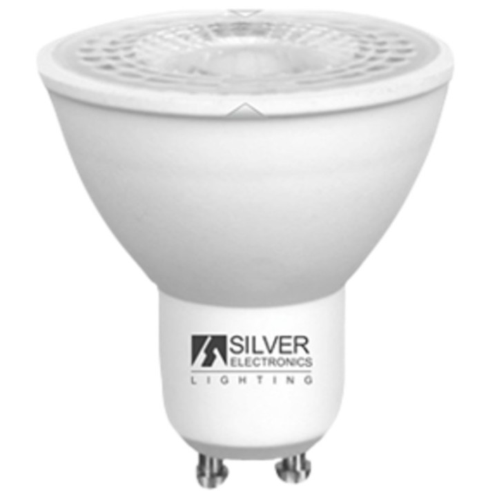 silver bombilla led silver electronic eco dicroica 8w 60w    gu10    3000k    38?    773 lm    luz c