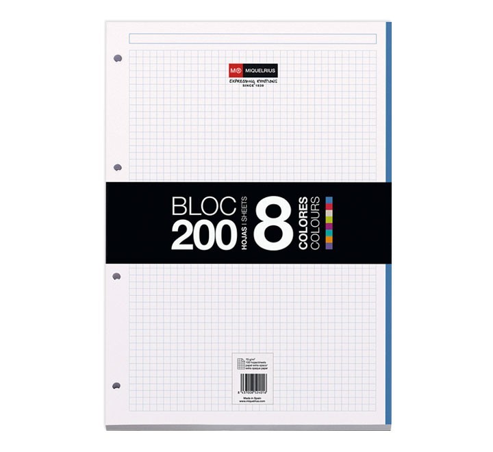 bloc nb 1 a4 200h. 8 colores miquel rius
