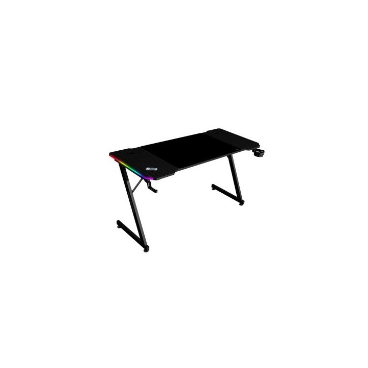 mesa mars gaming mgdx140rgb chasis acero 140x60x75 fibra de carbono rgb mando gestion cables negro