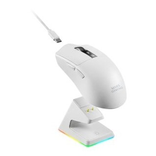 mouse mars gaming wireless y bluetooth mmw elitew tri mode 2.4ghz bt 5.4 6 botones 20000 dpi blanco