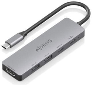 usb c dock aisens 5 en 1 hdmi 2xusb a usb c usb c pd gris 15cm