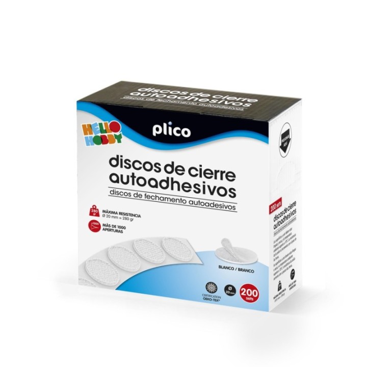 caja 200 discos plico cierre textil adh. 20mm