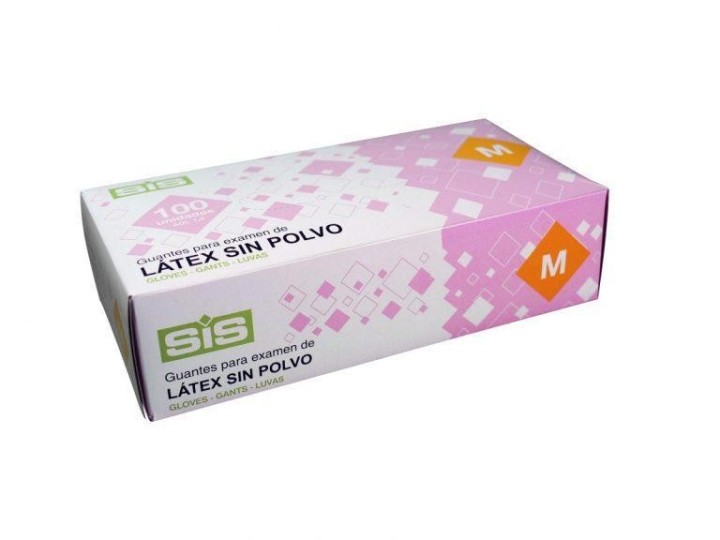 c. 100 guantes sis latex s/polvo t.m nat