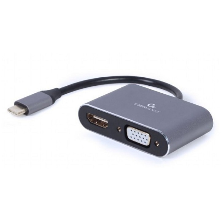 gembird adaptador usb type c a hdmi /vga gris