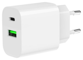 cargador rapido usb gembird de 2 puertos y 20 w, blanco