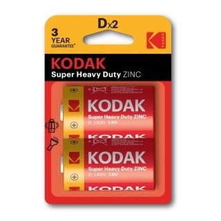 pilas lr20 d kodak extra heavy duty zinc pack 2 unidades 6000 mah 1.5v  ecotasas incluidas