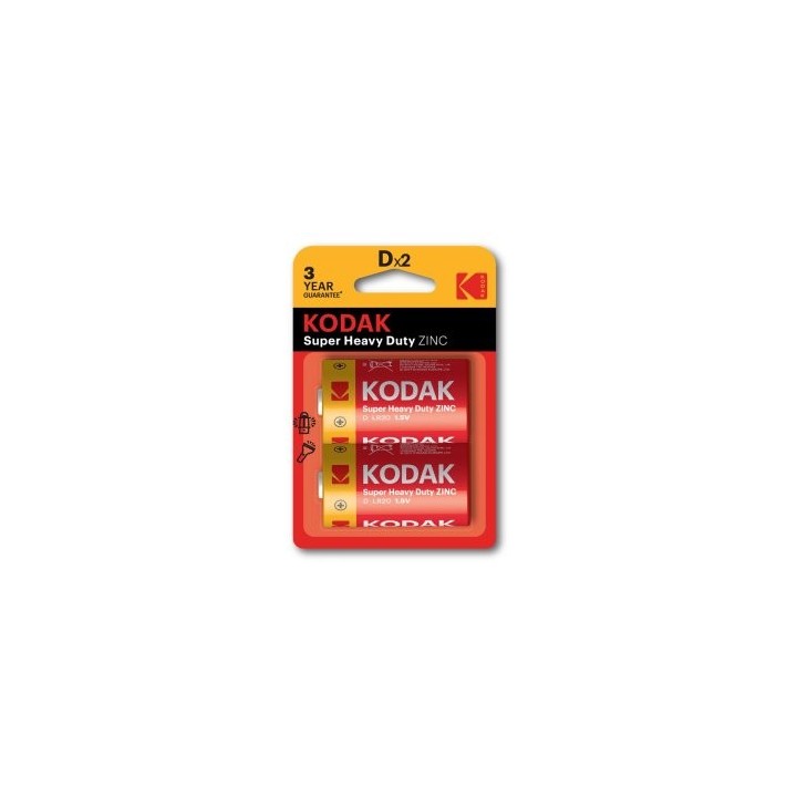 pilas lr20 d kodak extra heavy duty zinc pack 2 unidades 6000 mah 1.5v  ecotasas incluidas