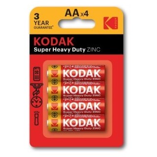 pilas aa kodak extra heavy duty zinc lr6 pack 4 unidades 1050 mah 1.5v  ecotasas incluidas