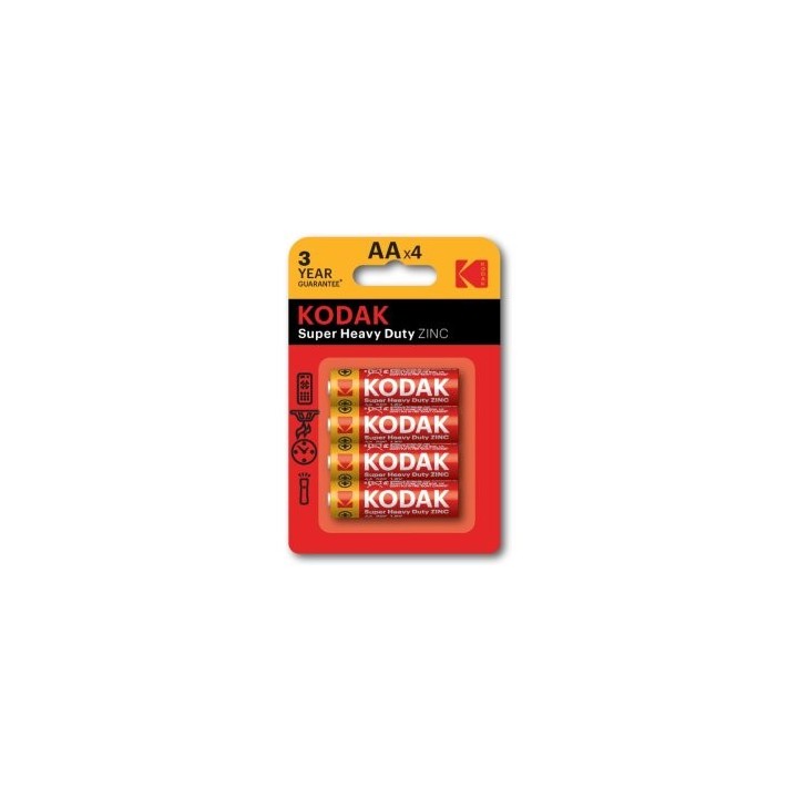 pilas aa kodak extra heavy duty zinc lr6 pack 4 unidades 1050 mah 1.5v  ecotasas incluidas