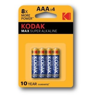 pilas aaa kodak super alcalina max lr03 1150 mah pack 4 unidades  ecotasas incluidas  30952812