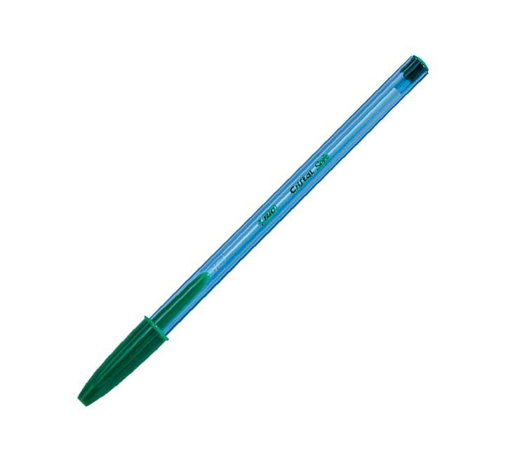 boligrafo de cuerpo transparente de color azul claro. tinta con sistema de facil deslizamiento escri