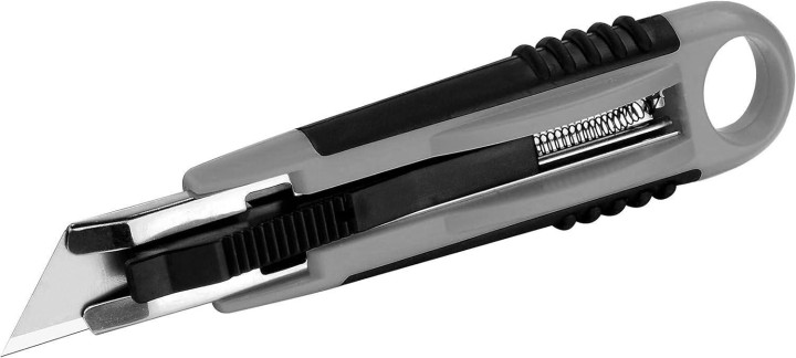 cutter profesional con un hoja de 18mm de ancho. mango de plastico ligero con empunadura blanda ergo