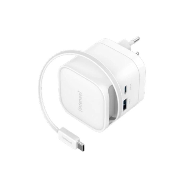 intenso cargador gan w65acic retr?ctil blanco
