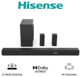 barra sonido hisense ax5100q 5.1 580w dolby atmos hdmi earc bt 5.3