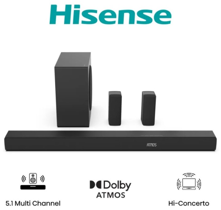 barra sonido hisense ax5100q 5.1 580w dolby atmos hdmi earc bt 5.3