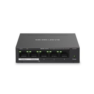switch no gestionable mercusys ms105gp 5p 1x1gb 4x1gb poe+ 65w metalico negro