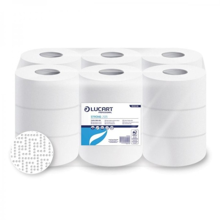 rollo de papel higienico en formato jumbo. papel gofrado de 2 capas, decorado. gran suavidad y absor