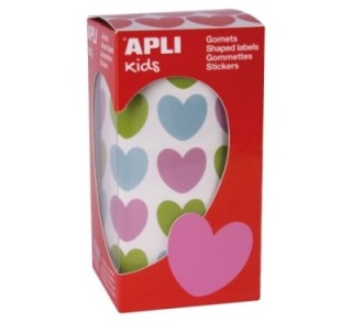 gomets en rollo en forma de corazon. cada rollo contiene 30 hojas pretroqueladas para facilitar su c