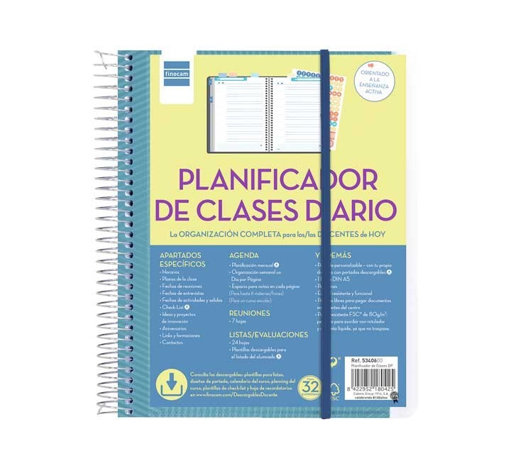 planificador de clases 1 dia pagina para organizar hasta 8 horas/materias y con espacio para anotaci
