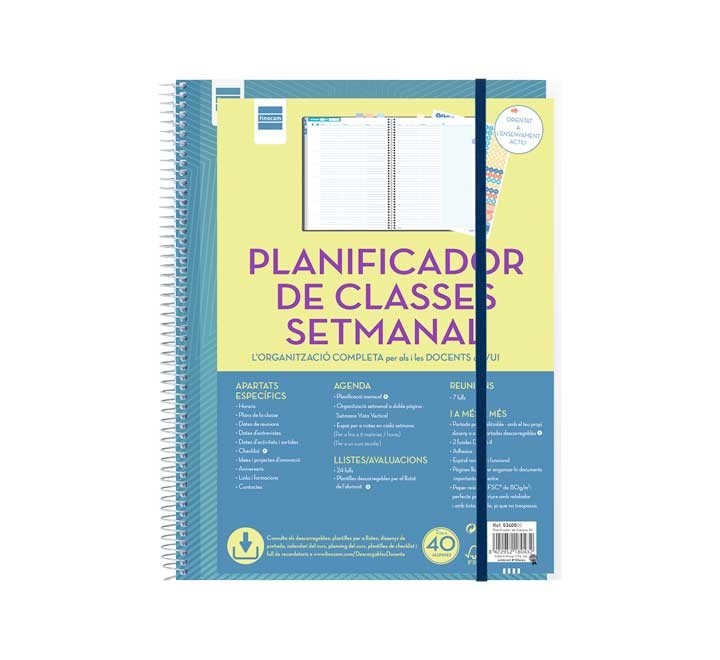 planificador de clases semanal para organizar hasta 8 horas/materias y con espacio para anotaciones.