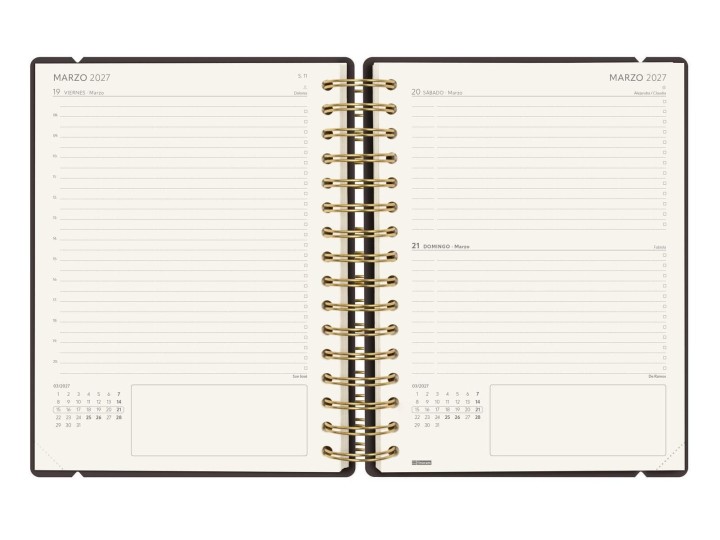 agenda de espiral doble con la cubierta extra dura de carton encolado. cierre con goma elastica. pap