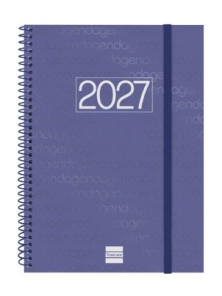 agenda de espiral con la cubierta de polipropileno traslucida. espiral metalico y cierre de goma ela