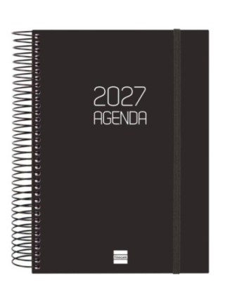 agenda de espiral con la cubierta de polipropileno opaco. cierre de goma elastica y unero microperfo