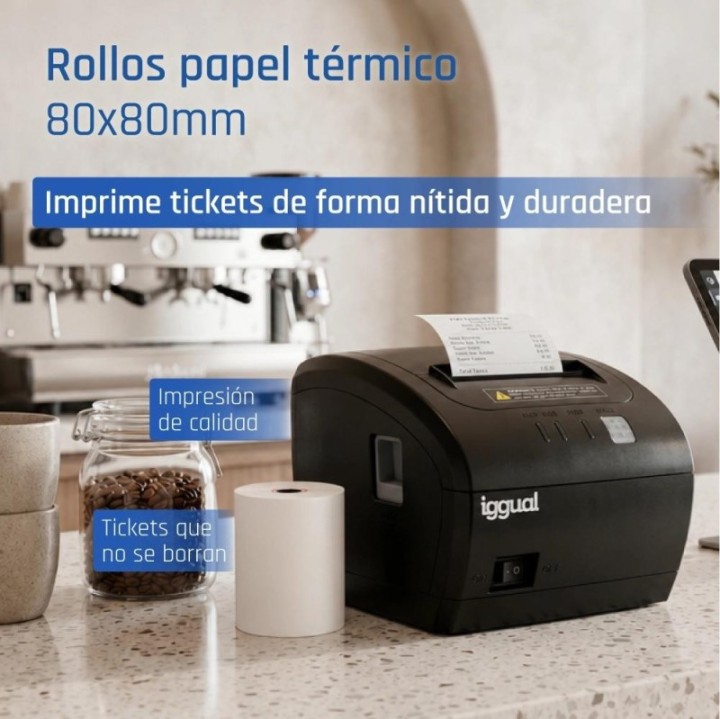 iggual caja 50 rollos papel t?rmico sin bpa 80x80