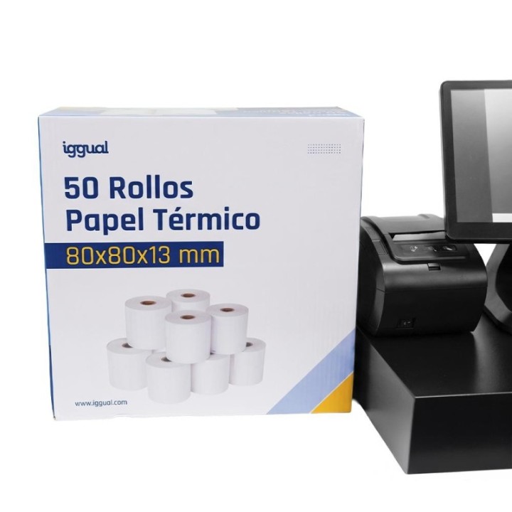 iggual caja 50 rollos papel t?rmico sin bpa 80x80