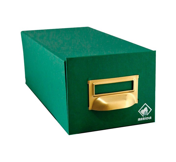 ficheros de carton forrado en geltex verde. con corredera forrada y tope. para 500 fichas. dimension