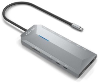usb c dock aisens 12 en 1 2xhdmi 4k rj45 3xusb a 2xusb c 1xusb c pd 15cm