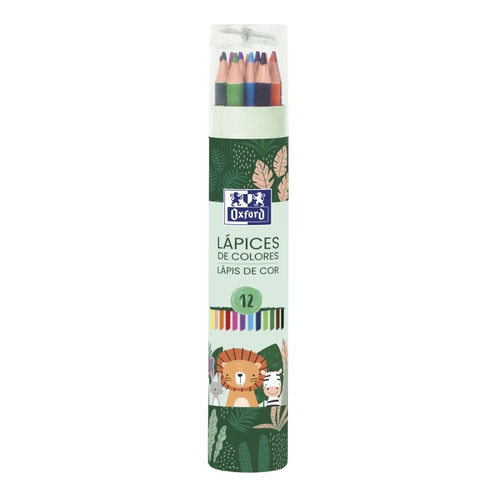 tubo 12 lap. colores oxford kids animals besties pack: 12 unidades